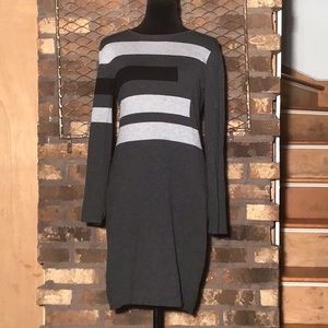 Spense sweater dress light gray, dark gray black M